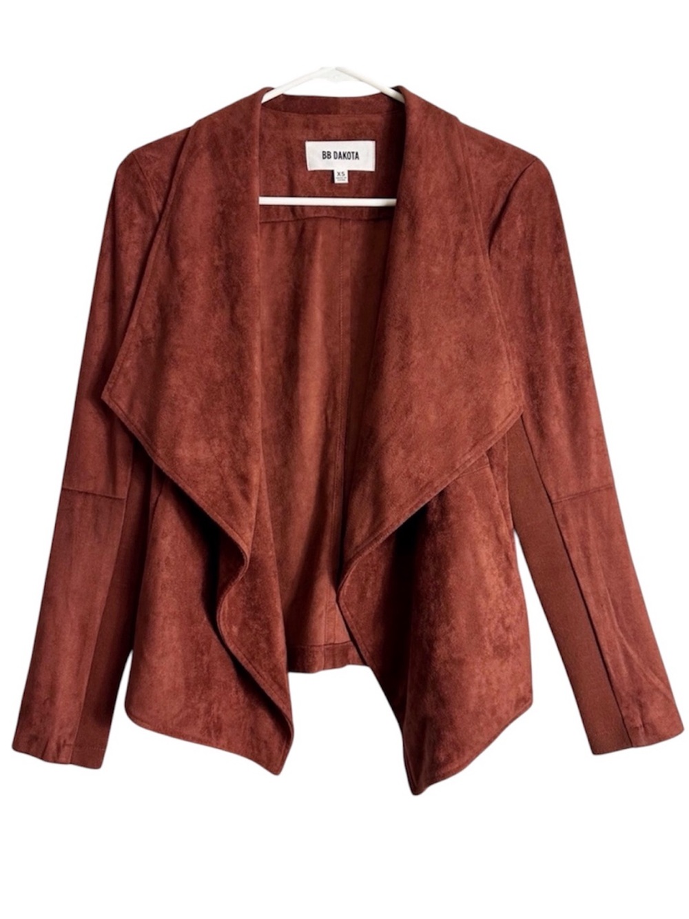 Nordstrom BB Dakota Super Soft Faux Suede Open Front Drape Jacket